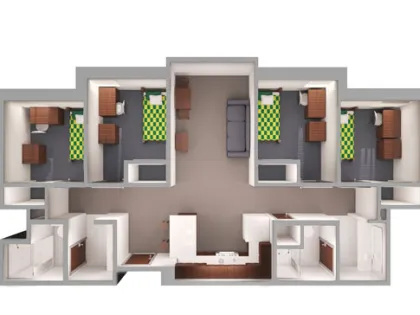 Miltimore, 4-4 Apartment Floor Plan
